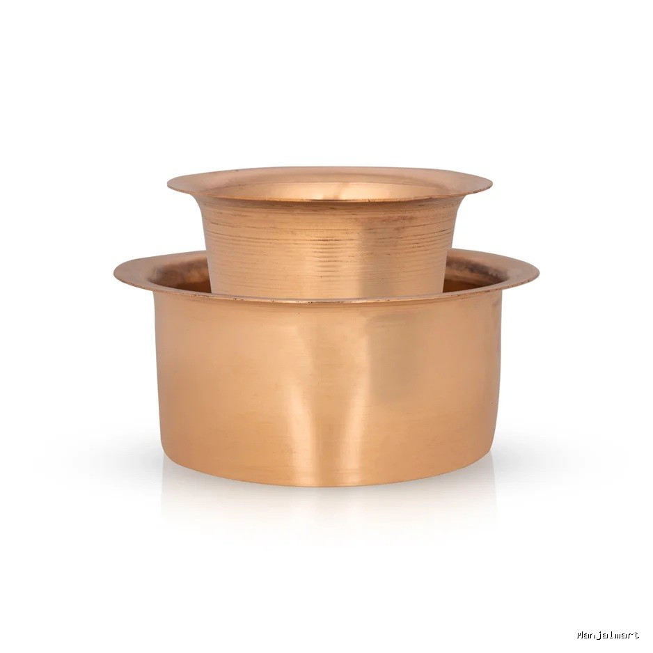 Davara Tumbler Set - 3 x 4 Inches | Copper Tumbler & Dabara Set/ Coffee Dabara Set for Home/ 130 Gms Approx